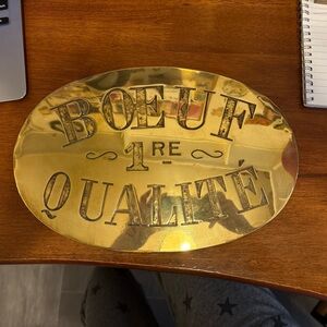 Antique Brass Butcher Shop Sign/ Display: 1st Quality Beef!